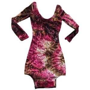 Rare Michelle Uberreste Crushed Velvet / Velour Long Sleeve Dress